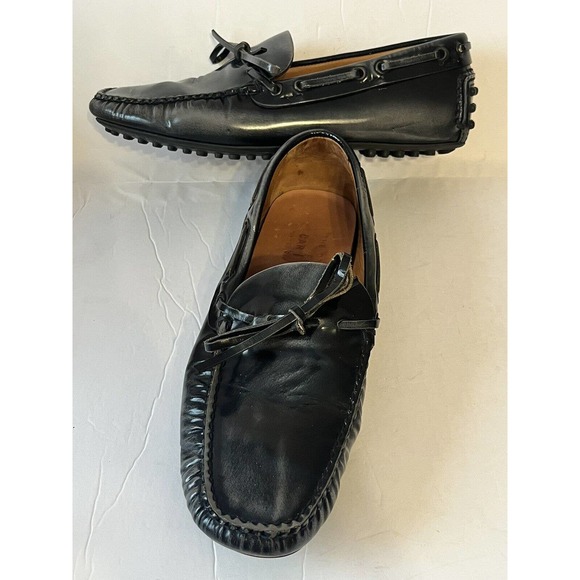 The PRADA Original Car Shoe Driving Moccasin •7• Mocs Grey Pewter Patent Leather - Picture 3 of 12